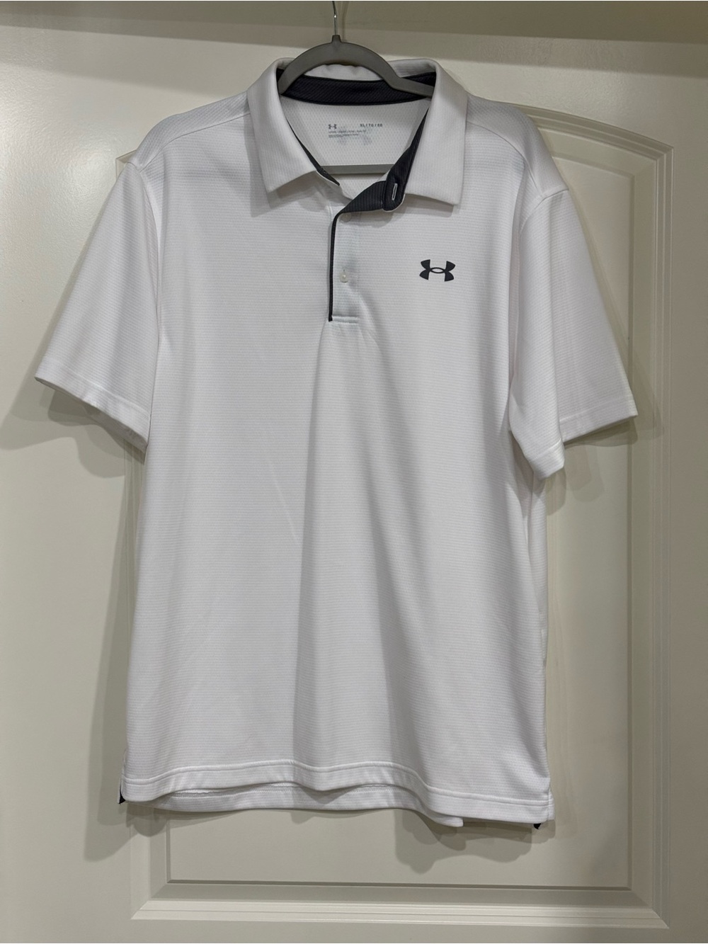 Under Armour White Polo with Charcoal Grey Contrast Trim